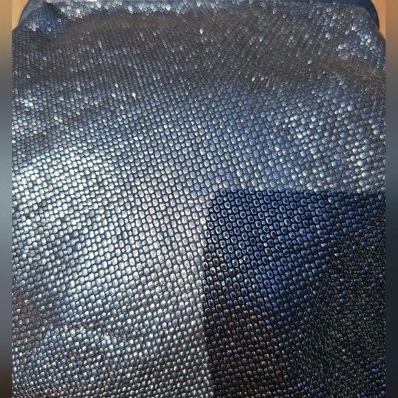 Vittoria Nipoli Genuine Leather Metalic Kiss Lock Silver Chain Evening Bag - Picture 8 of 11